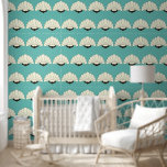 Art Deco Sepia Flower Blossoms Wallpaper<br><div class="desc">1920s sepia vintage art deco/art nouveau inspired flower blossom pattern with a bright and crisp blue teal background color.</div>
