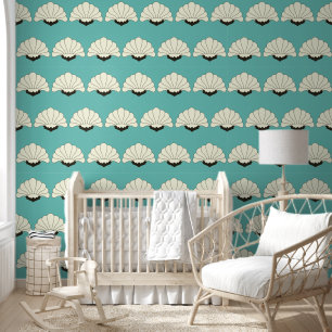 Art Deco Sepia Flower Blossoms Wallpaper