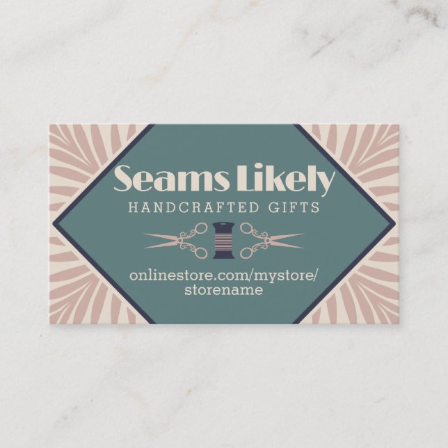Art deco sewing notions seamstress business card (Front)