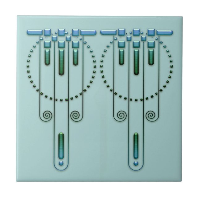 Art Deco "Shades of" Tile. Ceramic Tile (Front)
