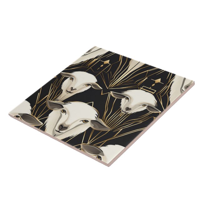 Art Deco Sheep No1 Ceramic Tile (Side)