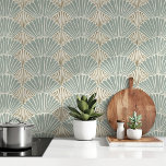 Art Deco Shell Blockprint Peel & Stick Wallpaper<br><div class="desc">Elevate your interior decor with this stylish Art Deco Shell Blockprint Peel & Stick wallpaper. Featuring a sophisticated pattern of overlapping shell motifs in muted teal and beige tones, this design exudes elegance and a touch of vintage charm. The blockprint style adds an artisanal, handcrafted feel, perfect for creating a...</div>