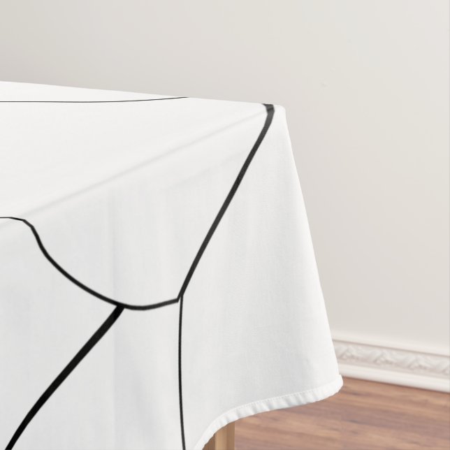 Art Deco Shell Design Black And White Tablecloth (In Situ)