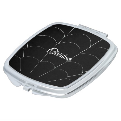 Art Deco Shell Design Black Compact Mirror