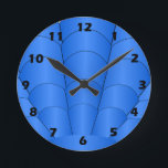 Art Deco Shell Design Deep Blue Round Clock<br><div class="desc">Wall clock art deco design that you can customize with any text of your choice. Should you require any help with customizing then contact us through the link on this page. Wall clock art.</div>