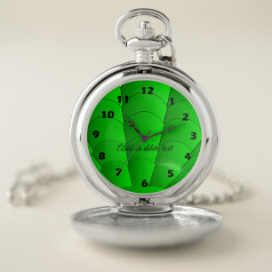 Art Deco Shell Design Green Pocket Watch