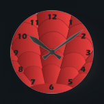 Art Deco Shell Design Red Round Clock<br><div class="desc">Wall clock art deco design that you can customize with any text of your choice. Should you require any help with customizing then contact us through the link on this page. Art deco wall clock.</div>