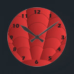 Art Deco Shell Design Red Round Clock<br><div class="desc">Wall clock art deco design that you can customize with any text of your choice. Should you require any help with customizing then contact us through the link on this page. Art deco wall clock.</div>