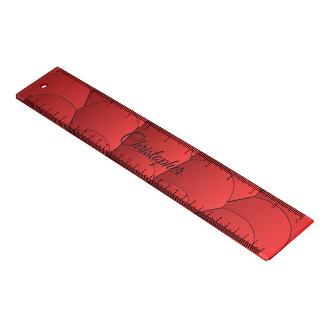 Art Deco Shell Design Red Ruler (Angled)