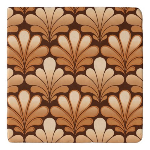 Art Deco Shell Pattern Copper and Chocolate Brown Trivet