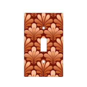 Art Deco Shell Pattern, Copper and Rust Brown Light Switch Cover