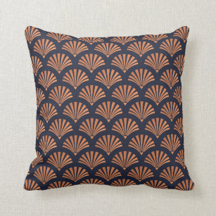 Art Deco Shell Pattern Copper Throw Pillow