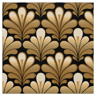 Scallop Shells in Black and Gold Art Fabric
