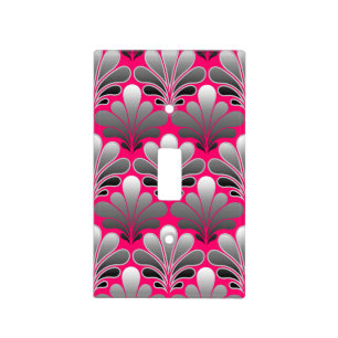 Art Deco Shell Pattern, Gray and Fuchsia Pink Light Switch Cover