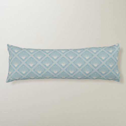 Art Deco Shell Pattern In Duck Egg Blue And Beige Body Pillow