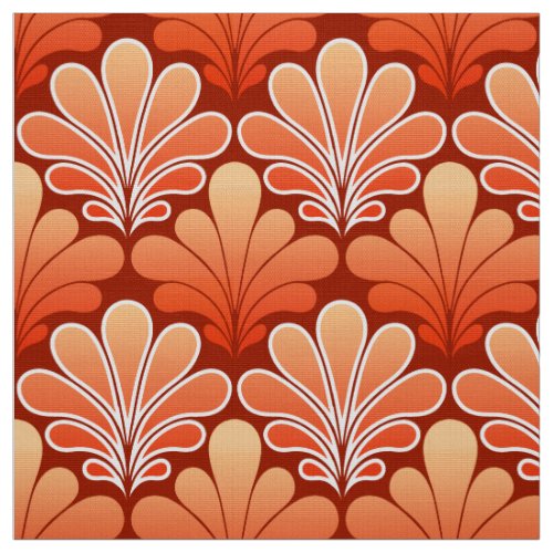 Art Deco Shell Pattern Mandarin Orange Fabric