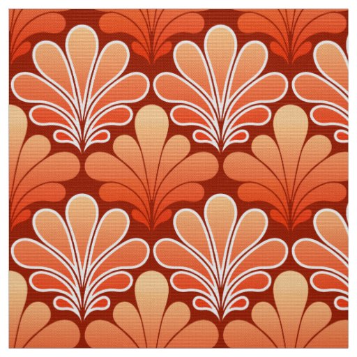 Art Deco Shell Pattern, Mandarin Orange Fabric