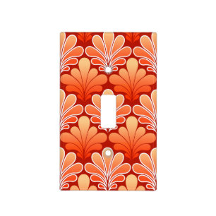 Art Deco Shell Pattern, Mandarin Orange Light Switch Cover