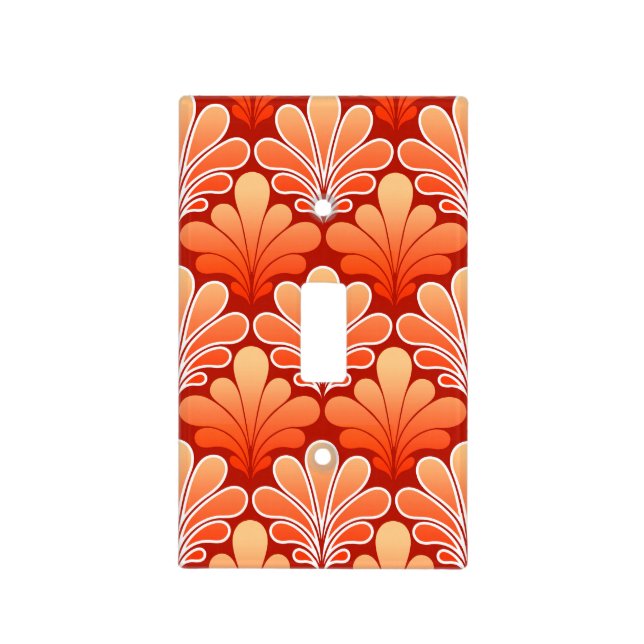 Art Deco Shell Pattern, Mandarin Orange Light Switch Cover (Front)