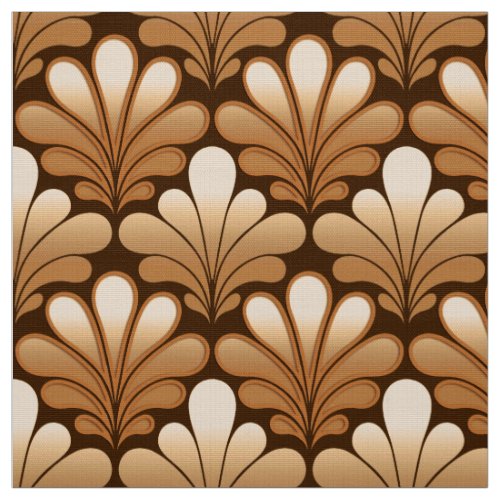 Art Deco Shell Pattern Rose Gold and Dark Brown Fabric