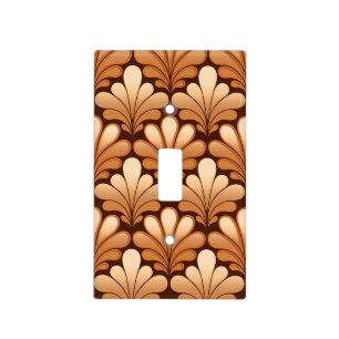 Art Deco Shell Pattern, Rose Gold and Dark Brown Light Switch Cover