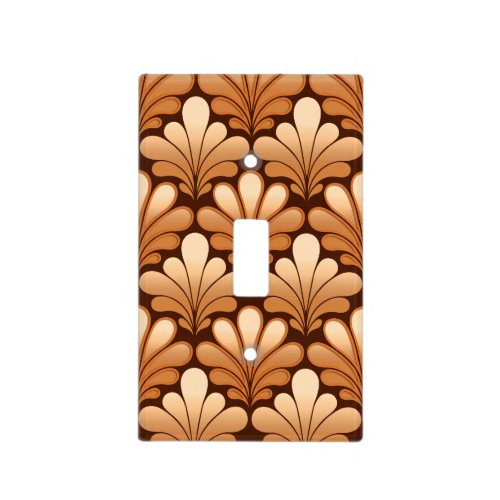 Art Deco Shell Pattern Rose Gold and Dark Brown Light Switch Cover