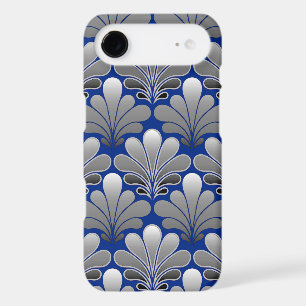 Art Deco Shell Pattern, Silver and Cobalt Blue iPhone 17 Air Case