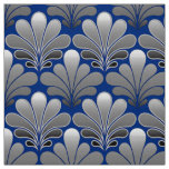 Art Deco Shell Pattern, Silver and Cobalt Blue Fabric
