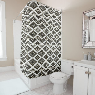 Art Deco Shower Curtain in White and Gold