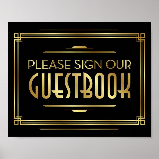 Art Deco SIGN OUR GUESTBOOK Sign Print (Front)