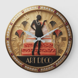 Art Deco Silhouette with Gemstone Large Clock