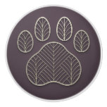 Art Deco Silver Brown &quot;Metalwork&quot; Paw Ceramic Knob