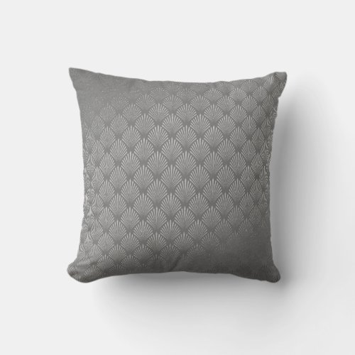 Art Deco Silver Gray Scales Seashells VIP Throw Pillow