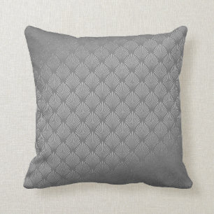 Art Deco Silver Gray Scales Seashells VIP Throw Pillow