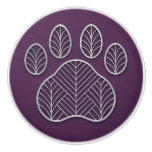 Art Deco Silver Plum &quot;Metalwork&quot; Paw Ceramic Knob