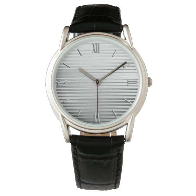 Art Deco Silver Satin Stripes Watch (Front)