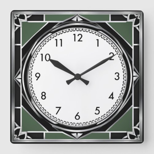 Art Deco Silver Square Wall Clock