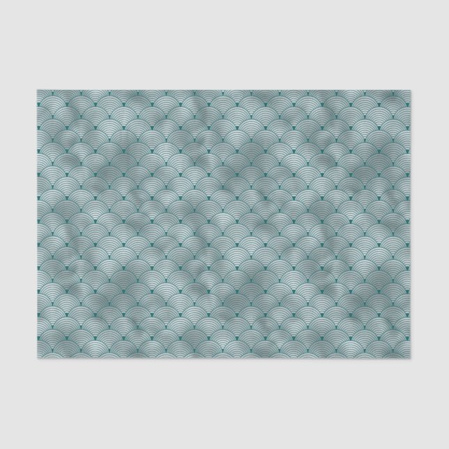 Art Deco Silver Teal Contemporary Tissue Paper (Front)