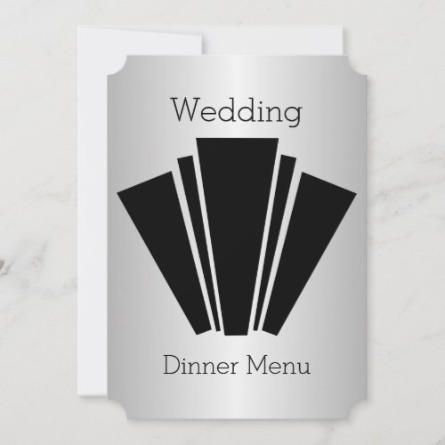 Art Deco Silver Wedding Dinner Menu Invitation