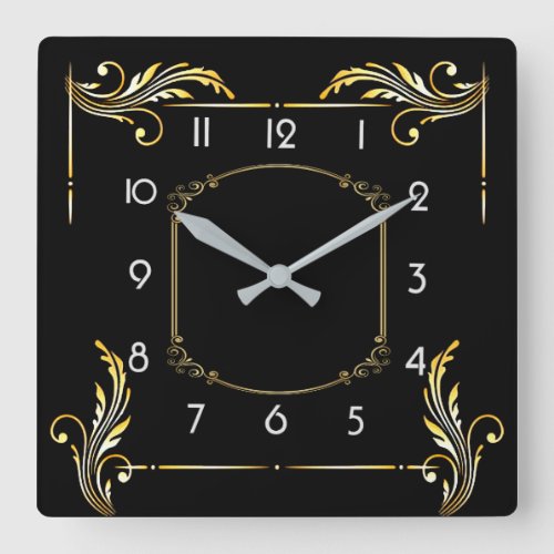 Art Deco simple black Square Wall Clock