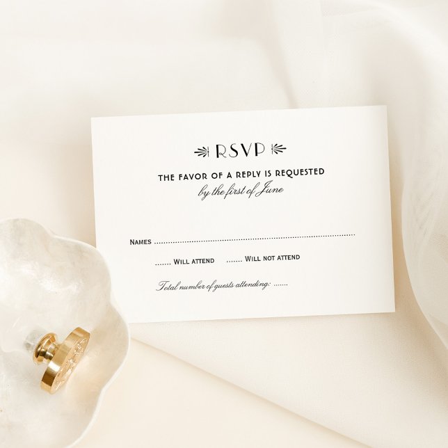 Art Deco Simple Wedding with Guest Count RSVP Card (Creator Uploaded)