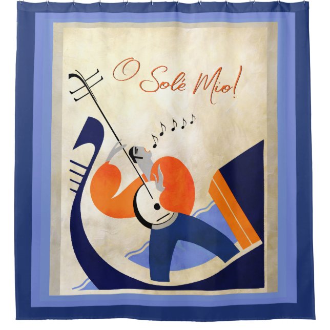 Art Deco Singing Gondolier O Sole Mio Shower Curtain (Front)