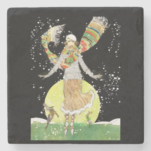 Art Deco Skater Stone Coaster