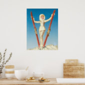 Art Deco Ski Blond Pin Up Poster (Kitchen)