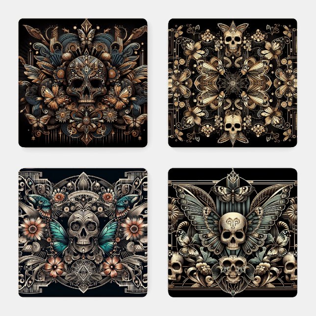 Art Deco Skull Coaster Set (Set)