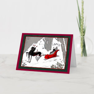 Art Deco Sleigh Ride Foil Greeting Card