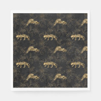 Art deco Sophisticated Black and Gold leopard