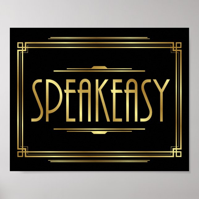 Art Deco SPEAKEASY Sign Print (Front)