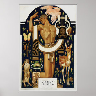Art Deco SPRING – Apollo and Animals Poster