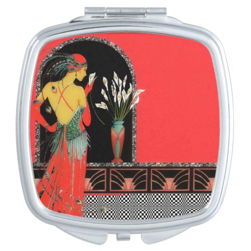 Art Deco Square Compact Mirror